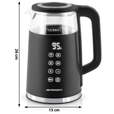 Czajnik Elektryczny Dotykowy Berdsen BD-707 – Regulacja , 1,7 L, czarny