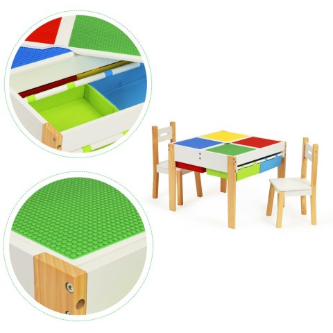 Drewniane Meble dla Dzieci - Zestaw Stół i 2 Krzesła ECOTOYS Drewniane Meble dla Dzieci - Zestaw Stół i 2 Krzesła ECOTOYS