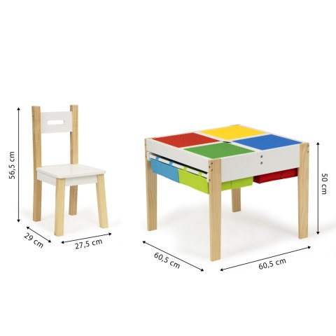 Drewniane Meble dla Dzieci - Zestaw Stół i 2 Krzesła ECOTOYS Drewniane Meble dla Dzieci - Zestaw Stół i 2 Krzesła ECOTOYS