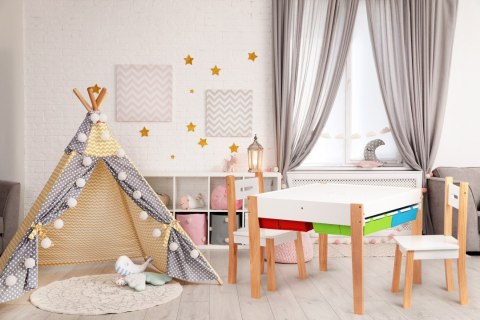 Drewniane Meble dla Dzieci - Zestaw Stół i 2 Krzesła ECOTOYS Drewniane Meble dla Dzieci - Zestaw Stół i 2 Krzesła ECOTOYS