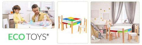 Drewniane Meble dla Dzieci - Zestaw Stół i 2 Krzesła ECOTOYS Drewniane Meble dla Dzieci - Zestaw Stół i 2 Krzesła ECOTOYS