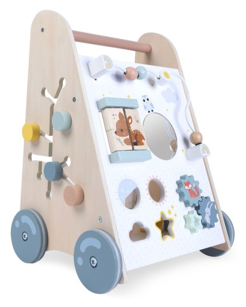 Drewniany Chodzik Pchacz z Sorterem i Klockami ECOTOYS Drewniany Chodzik Pchacz z Sorterem i Klockami ECOTOYS