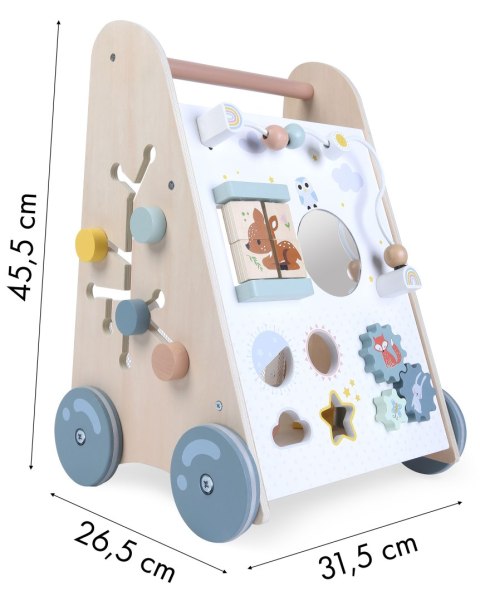 Drewniany Chodzik Pchacz z Sorterem i Klockami ECOTOYS Drewniany Chodzik Pchacz z Sorterem i Klockami ECOTOYS