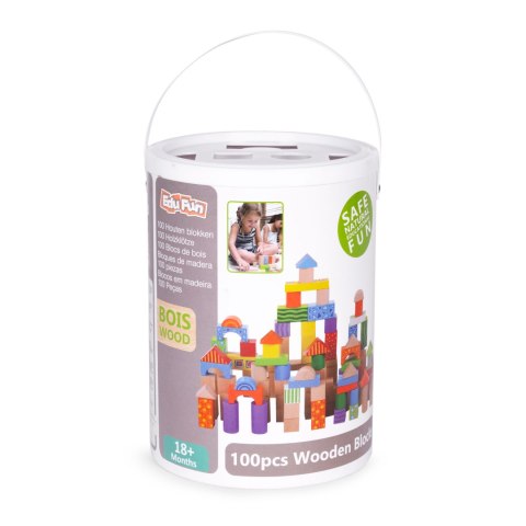 Drewniane Klocki 100 Sztuk – Wiaderko Sorter ECOTOYS Drewniane Klocki 100 Sztuk – Wiaderko Sorter ECOTOYS