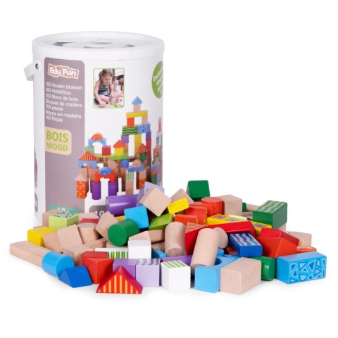 Drewniane Klocki 100 Sztuk – Wiaderko Sorter ECOTOYS Drewniane Klocki 100 Sztuk – Wiaderko Sorter ECOTOYS