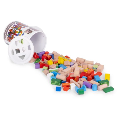 Drewniane Klocki 100 Sztuk – Wiaderko Sorter ECOTOYS Drewniane Klocki 100 Sztuk – Wiaderko Sorter ECOTOYS