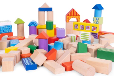 Drewniane Klocki 100 Sztuk – Wiaderko Sorter ECOTOYS Drewniane Klocki 100 Sztuk – Wiaderko Sorter ECOTOYS