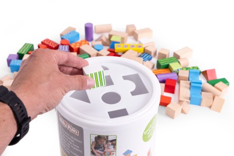 Drewniane Klocki 100 Sztuk – Wiaderko Sorter ECOTOYS Drewniane Klocki 100 Sztuk – Wiaderko Sorter ECOTOYS