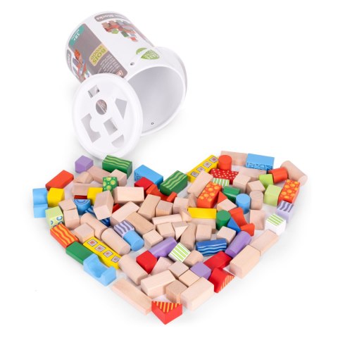 Drewniane Klocki 100 Sztuk – Wiaderko Sorter ECOTOYS Drewniane Klocki 100 Sztuk – Wiaderko Sorter ECOTOYS