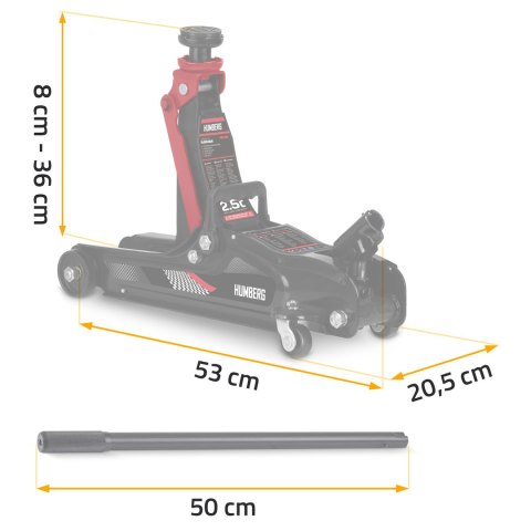 Niskoprofilowy Podnośnik Hydrauliczny Humberg HM-380 – Udźwig 2,5 t Niskoprofilowy Podnośnik Hydrauliczny Humberg HM-380 – Udźwig 2,5 t
