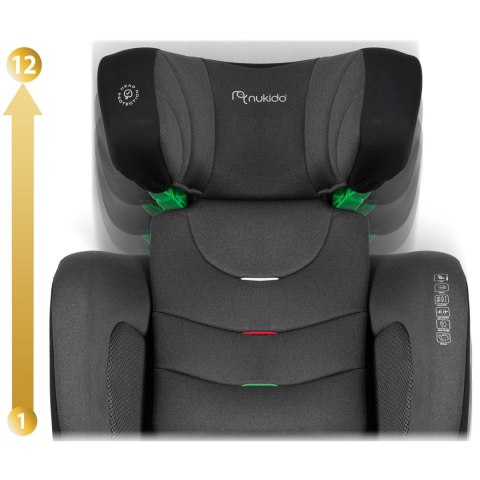 Fotelik samochodowy Nukido Louis ISOFIX i-Size (15-36 kg)- czarno szary