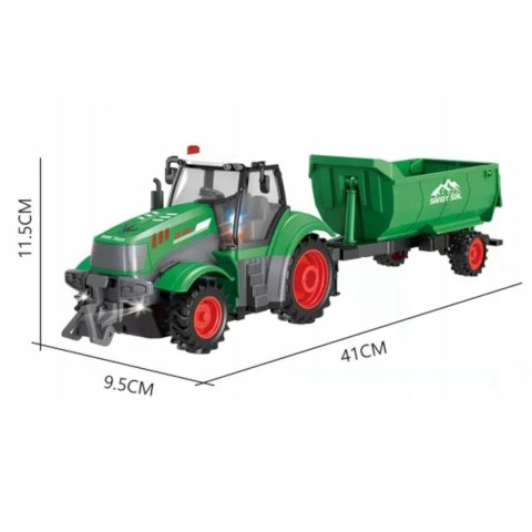 Traktor Na Pilota Z Przyczepą Akumulator Ładowarka Zabawka Rolnicza Dla Dzieci 41cm