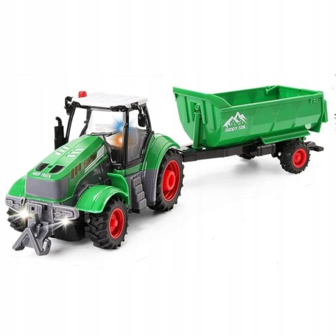 Traktor Na Pilota Z Przyczepą Akumulator Ładowarka Zabawka Rolnicza Dla Dzieci 41cm