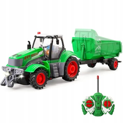 Traktor Na Pilota Z Przyczepą Akumulator Ładowarka Zabawka Rolnicza Dla Dzieci 41cm