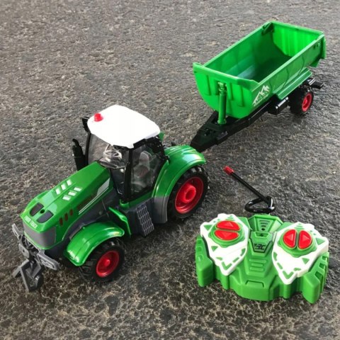 Traktor Na Pilota Z Przyczepą Akumulator Ładowarka Zabawka Rolnicza Dla Dzieci 41cm