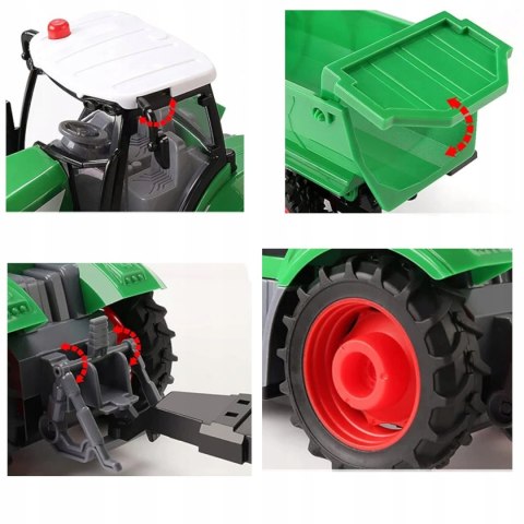 Traktor Na Pilota Z Przyczepą Akumulator Ładowarka Zabawka Rolnicza Dla Dzieci 41cm