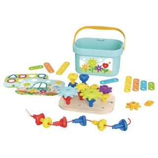 Drewniany Motoryczny Box WOOPIE GREEN Montessori – Zabawka Edukacyjna 12w1
