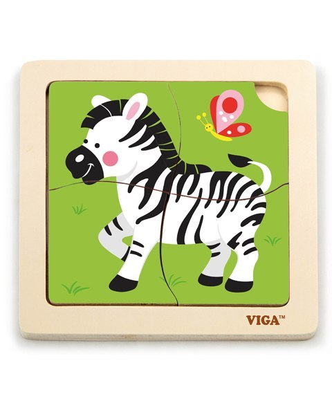 Drewniane Puzzle na podkładce Viga - Zebra Drewniane Puzzle na podkładce Viga - Zebra