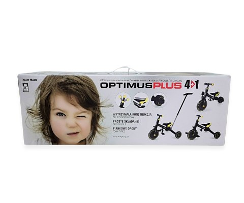 Milly Mally Optimus Plus Rowerek 4w1 Trójkołowy Biegowy Z Rączką Black Milly Mally Optimus Plus Rowerek 4w1 Trójkołowy Biegowy Z Rączką Black