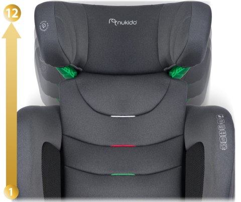 Fotelik samochodowy Nukido Louis ISOFIX i-Size (15-36 kg) - szary
