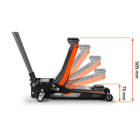 Podnośnik Samochodowy 3T Niskoprofilowy Żaba 75-505mm Dwutłokowy