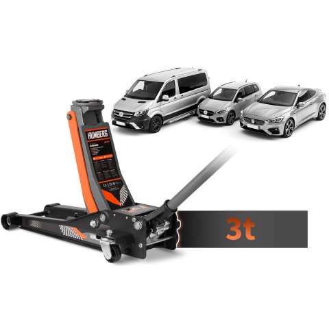 Podnośnik Samochodowy 3T Niskoprofilowy Żaba 75-505mm Dwutłokowy