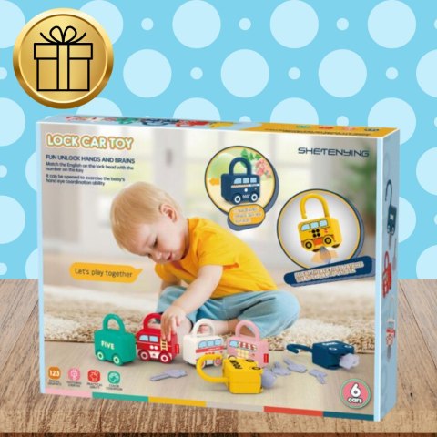 Gra Logiczna Montessori - Łamigłówka Samochodziki Kłódki Gra Logiczna Montessori - Łamigłówka Samochodziki Kłódki