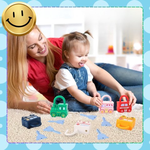 Gra Logiczna Montessori - Łamigłówka Samochodziki Kłódki Gra Logiczna Montessori - Łamigłówka Samochodziki Kłódki