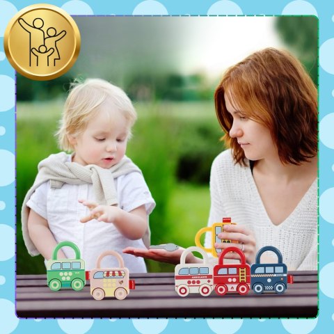 Gra Logiczna Montessori - Łamigłówka Samochodziki Kłódki Gra Logiczna Montessori - Łamigłówka Samochodziki Kłódki