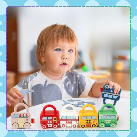 Gra Logiczna Montessori - Łamigłówka Samochodziki Kłódki Gra Logiczna Montessori - Łamigłówka Samochodziki Kłódki