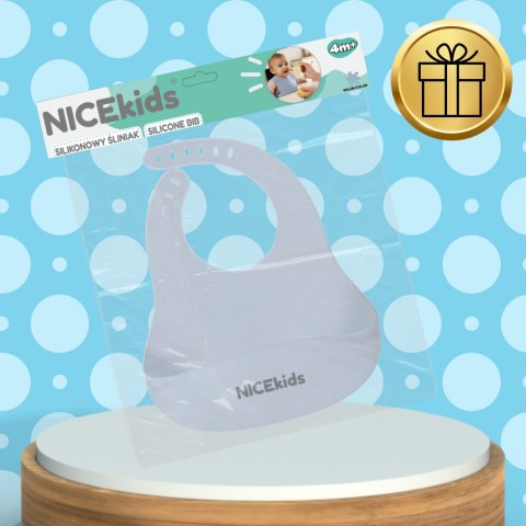 Śliniak Silikonowy Z Kieszonką NICEkids Niebieski – Wodoodporny, Regulowany