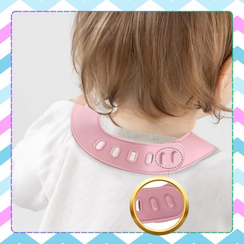 Śliniak Silikonowy Z Kieszonką NICEkids Różowy – Wodoodporny, Regulowany