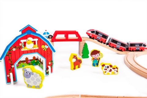 Drewniana Kolejka na Baterie – Farma ECOTOYS – 53 Elementy Drewniana Kolejka na Baterie – Farma ECOTOYS – 53 Elementy