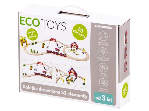 Drewniana Kolejka na Baterie – Farma ECOTOYS – 53 Elementy Drewniana Kolejka na Baterie – Farma ECOTOYS – 53 Elementy