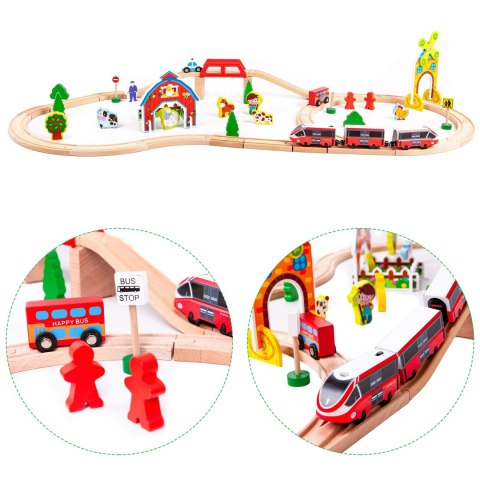Drewniana Kolejka na Baterie – Farma ECOTOYS – 53 Elementy Drewniana Kolejka na Baterie – Farma ECOTOYS – 53 Elementy