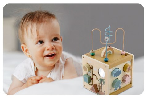 Nukido Drewniana Kostka Edukacyjna – Sensoryczna, Montessori, Sorter