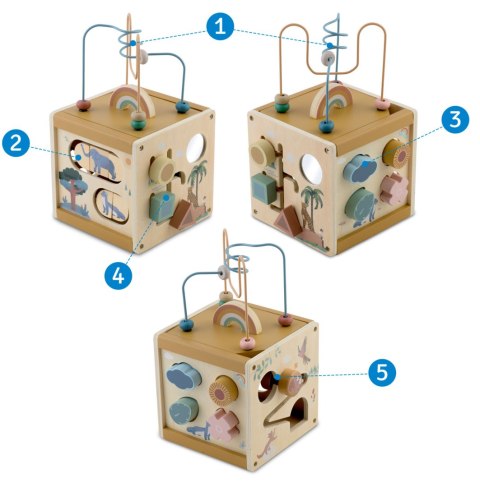 Nukido Drewniana Kostka Edukacyjna – Sensoryczna, Montessori, Sorter