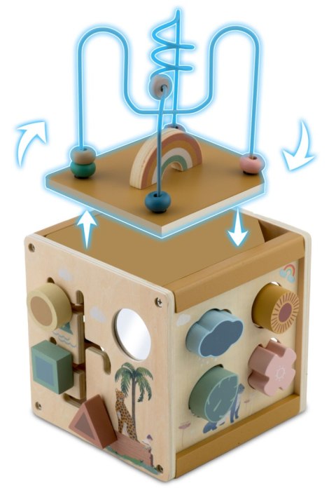Nukido Drewniana Kostka Edukacyjna – Sensoryczna, Montessori, Sorter