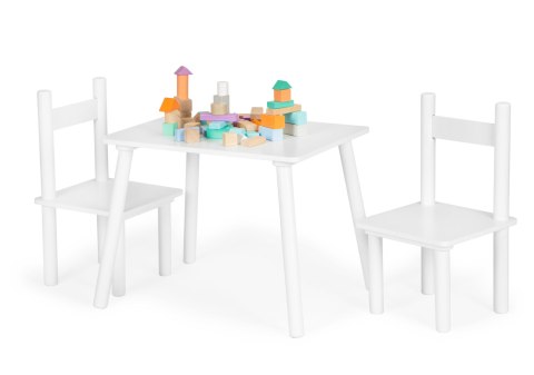 Komplet Dziecięcy Stolik i Krzesła - Biały Skandynawski Design ECOTOYS Komplet Dziecięcy Stolik i Krzesła - Biały Skandynawski Design ECOTOYS