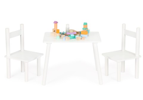 Komplet Dziecięcy Stolik i Krzesła - Biały Skandynawski Design ECOTOYS Komplet Dziecięcy Stolik i Krzesła - Biały Skandynawski Design ECOTOYS