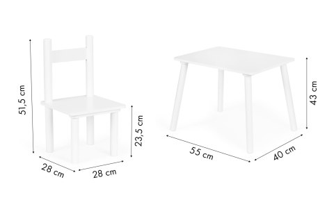 Komplet Dziecięcy Stolik i Krzesła - Biały Skandynawski Design ECOTOYS Komplet Dziecięcy Stolik i Krzesła - Biały Skandynawski Design ECOTOYS