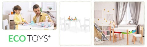 Komplet Dziecięcy Stolik i Krzesła - Biały Skandynawski Design ECOTOYS Komplet Dziecięcy Stolik i Krzesła - Biały Skandynawski Design ECOTOYS