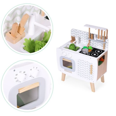 Drewniana Kuchnia dla Dzieci Retro Palniki, Zlew i Akcesoria Kuchenne ECOTOYS Drewniana Kuchnia dla Dzieci Retro Palniki, Zlew i Akcesoria Kuchenne ECOTOYS