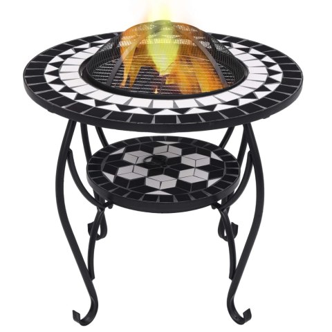 Palenisko z Grillem i Stolikiem – Ozdobna Mozaika, Czarno-Białe, 68 cm Palenisko z Grillem i Stolikiem – Ozdobna Mozaika, Czarno-Białe, 68 cm