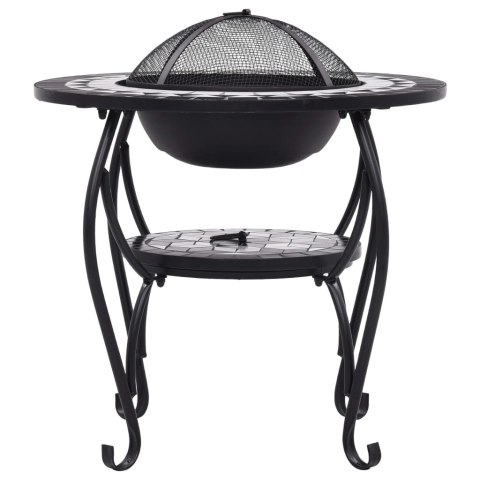 Palenisko z Grillem i Stolikiem – Ozdobna Mozaika, Czarno-Białe, 68 cm Palenisko z Grillem i Stolikiem – Ozdobna Mozaika, Czarno-Białe, 68 cm