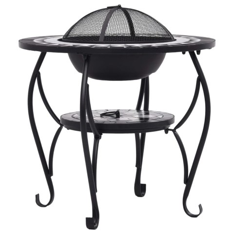 Palenisko z Grillem i Stolikiem – Ozdobna Mozaika, Czarno-Białe, 68 cm Palenisko z Grillem i Stolikiem – Ozdobna Mozaika, Czarno-Białe, 68 cm