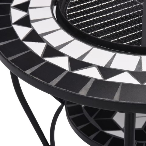 Palenisko z Grillem i Stolikiem – Ozdobna Mozaika, Czarno-Białe, 68 cm Palenisko z Grillem i Stolikiem – Ozdobna Mozaika, Czarno-Białe, 68 cm