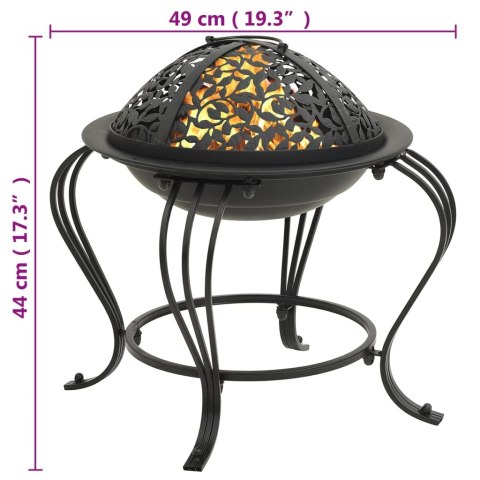 Stalowe palenisko ogrodowe z siatkową pokrywą i pogrzebaczem 49 cm Stalowe palenisko ogrodowe z siatkową pokrywą i pogrzebaczem 49 cm
