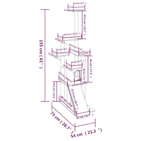 Drapak Dla Kota 155 cm – Domek, Rampa i Platformy Drapak Dla Kota 155 cm – Domek, Rampa i Platformy