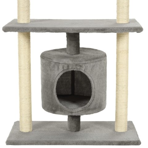 Drapak Dla Kota Wielopoziomowy Szary 70x45x95 Cm Z Domkiem i Platformami Drapak Dla Kota Wielopoziomowy Szary 70x45x95 Cm Z Domkiem i Platformami